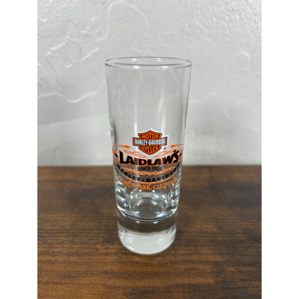 Harley Davidson Shot Glass Laidlaws Baldwin Park California‎ Shooter 2009 Logo